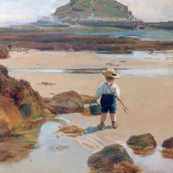 A small boy fishing